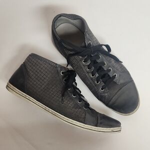 Minelli Vintage Gray Blk Laces Paris France Unisex Leather Shoes Sz 40 7M 9.5L